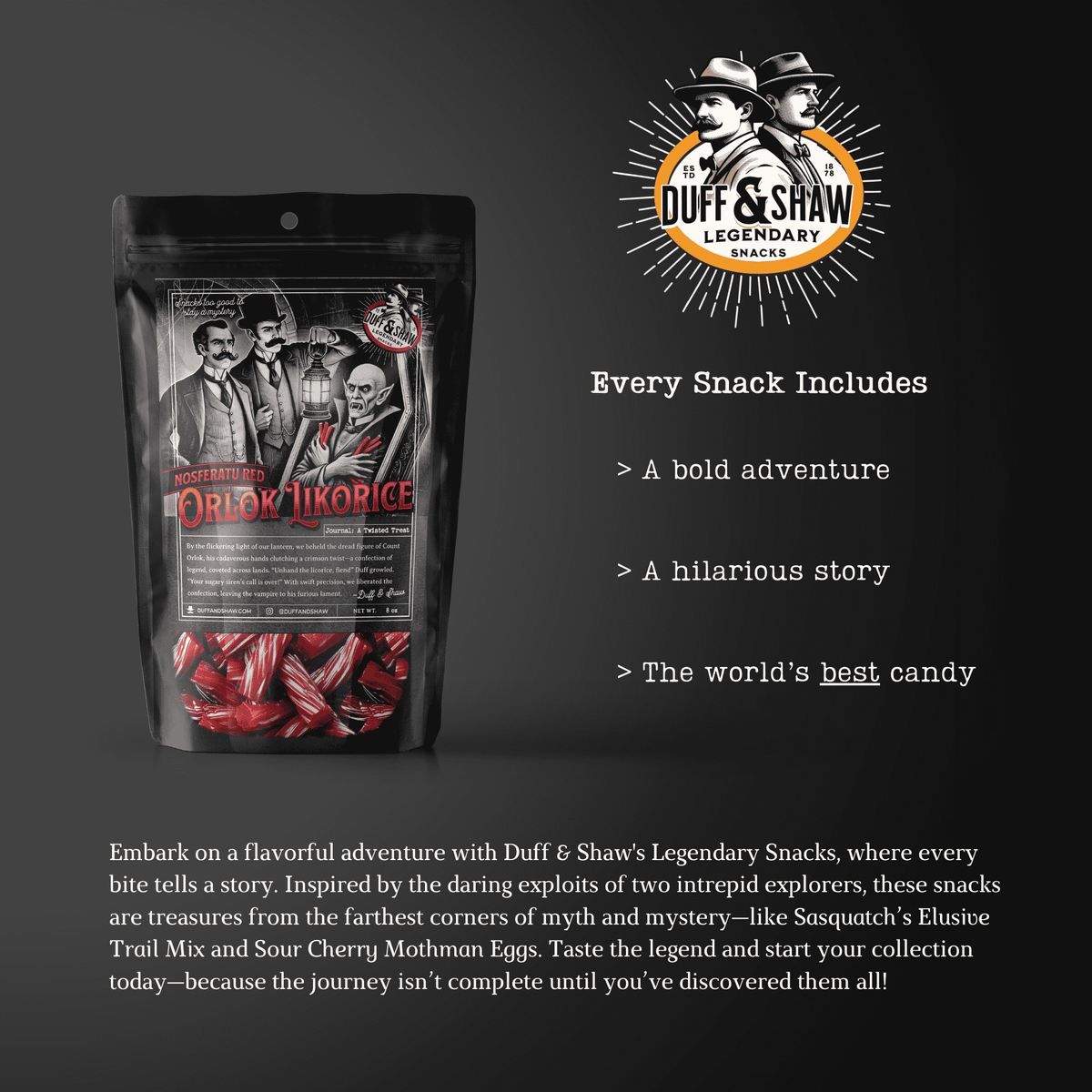 Nosferatu’s Red Licorice candy product photo, alternate view 6 – Duff & Shaw Legendary Snacks