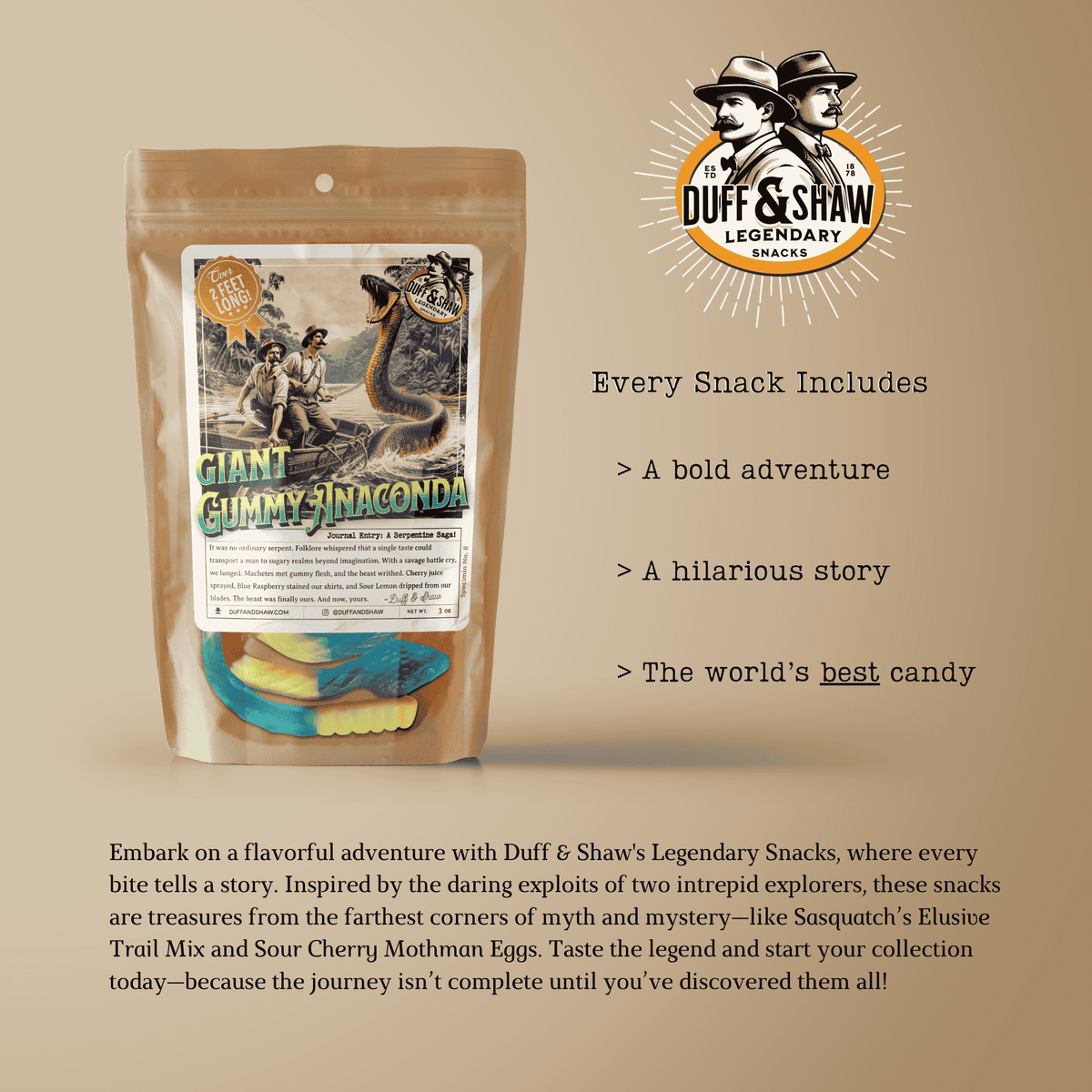GIANT Gummy Anaconda candy product photo, alternate view 7 – Duff & Shaw Legendary Snacks