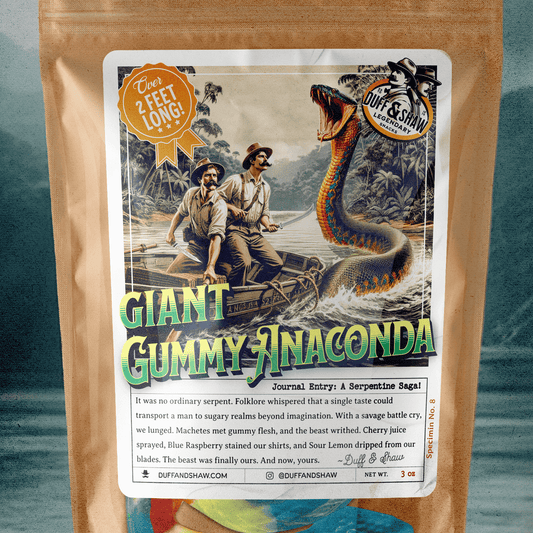 GIANT Gummy Anaconda candy packaging – Duff & Shaw Legendary Snacks