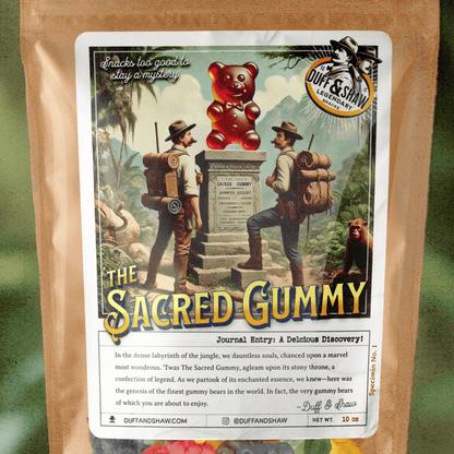The Sacred Gummy-Gummie Bears candy packaging – Duff & Shaw Legendary Snacks