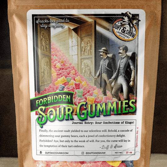 Forbidden Sour Gummies candy packaging – Duff & Shaw Legendary Snacks
