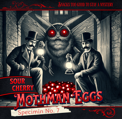Mothman Eggs - Sour Cherry candy product photo, alternate view 4 – Duff & Shaw Legendary Snacks