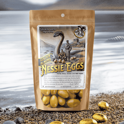 Nessie's Golden Almond Eggs snack product photo, alternate view 2 – Duff & Shaw Legendary Snacks