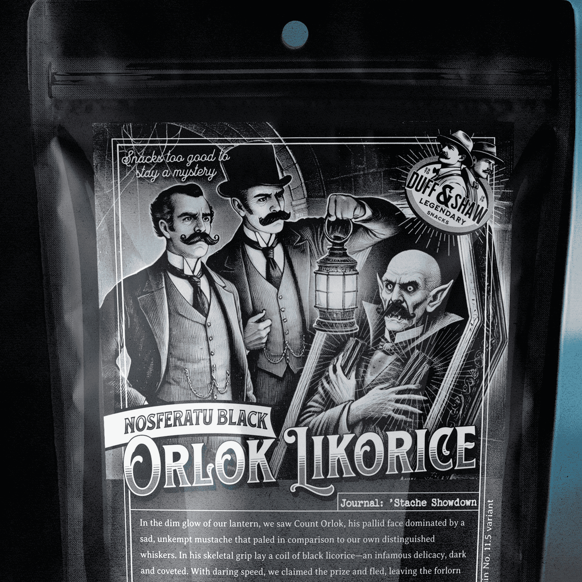 Nosferatu’s Black Licorice candy packaging – Duff & Shaw Legendary Snacks