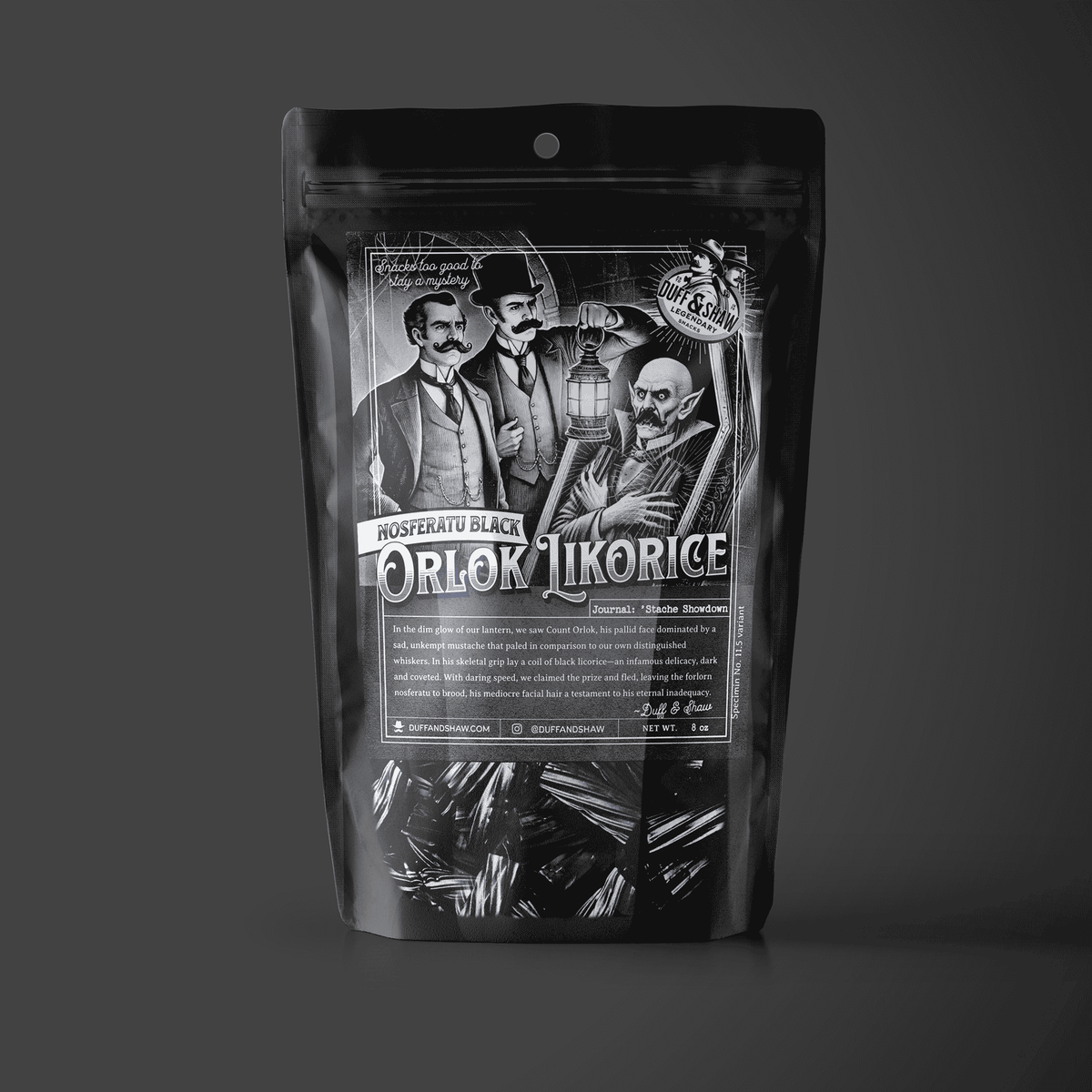 Nosferatu’s Black Licorice candy product photo, alternate view 5 – Duff & Shaw Legendary Snacks