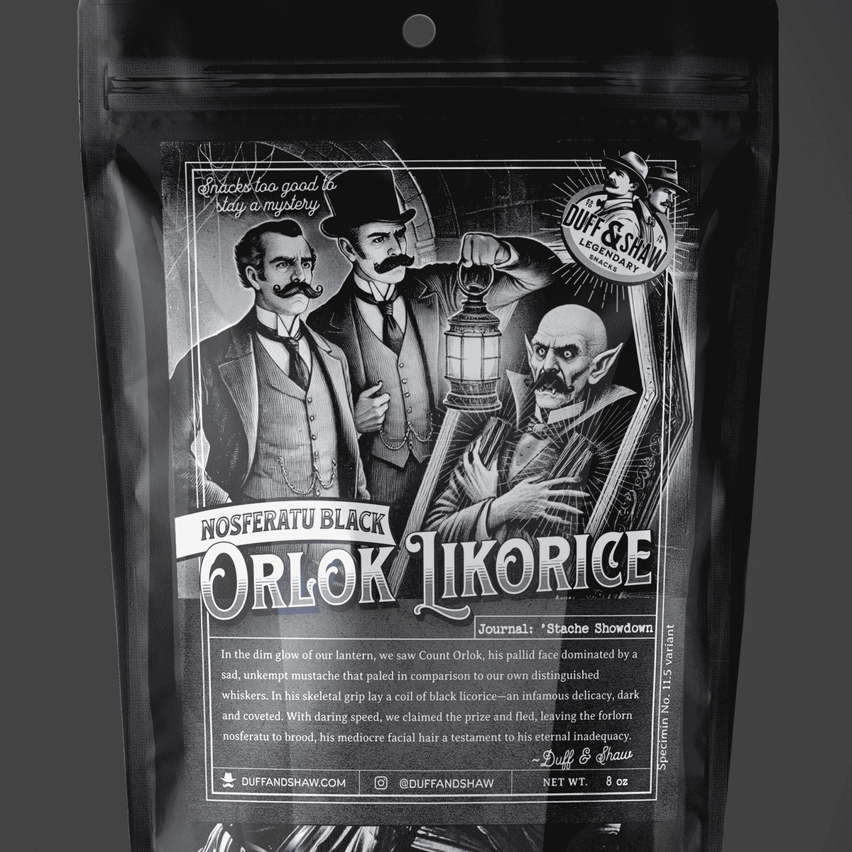 Nosferatu’s Black Licorice candy product photo, alternate view 4 – Duff & Shaw Legendary Snacks