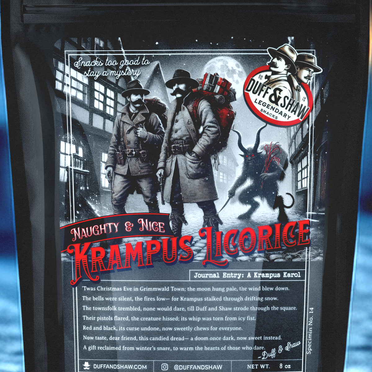 Naughty or Nice Krampus Licorice candy product photo, alternate view 4 – Duff & Shaw Legendary Snacks