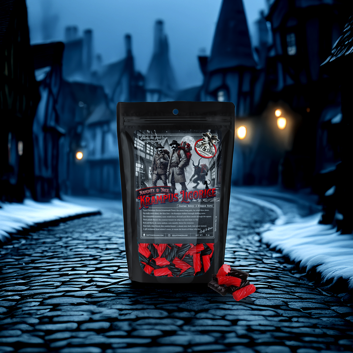 Naughty or Nice Krampus Licorice candy product photo, alternate view 3 – Duff & Shaw Legendary Snacks