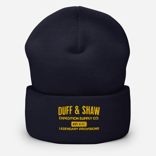 Cuffed Beanie in navy beanie, front view – Duff & Shaw