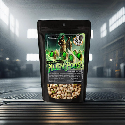 Alien Pod Pistachios snack packaging – Duff & Shaw Legendary Snacks