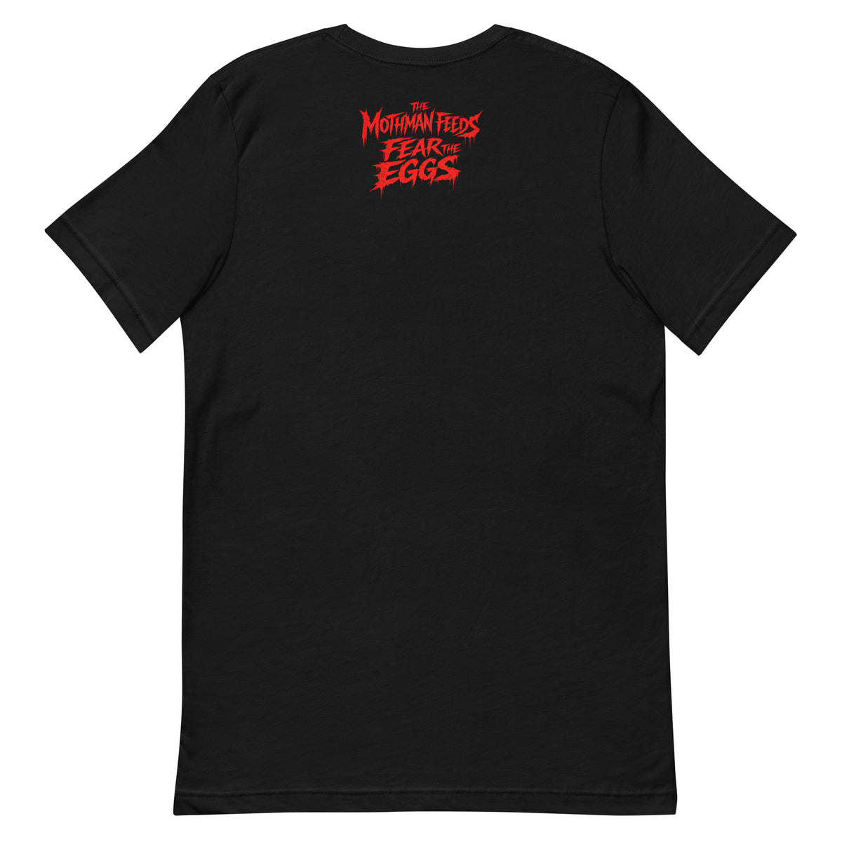 Mothman TShirt in black unisex T-shirt, back view – Duff & Shaw