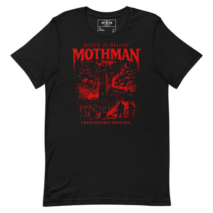 Mothman TShirt in black unisex T-shirt, front view – Duff & Shaw