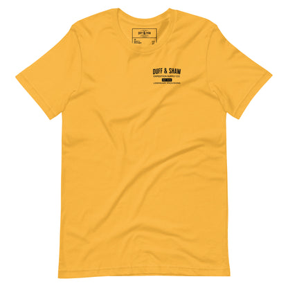 Duff & Shaw Expedition Unisex t-shirt in heather yellow gold unisex T-shirt, front view – Duff & Shaw