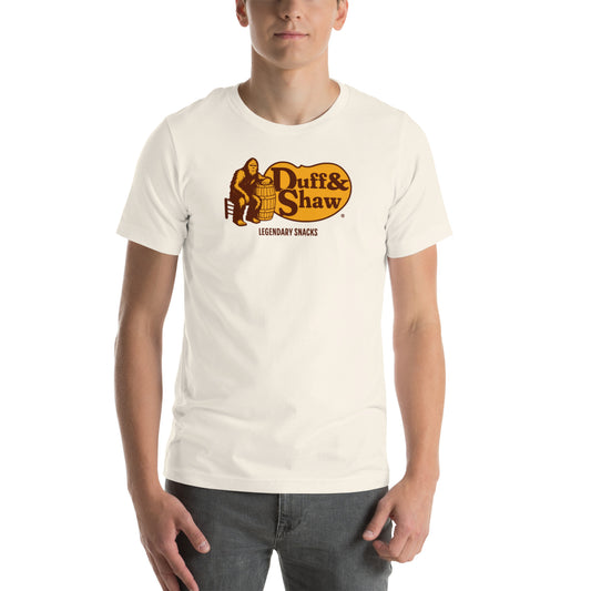 Duff & Shaw Barrel Logo Tee in vintage white unisex T-shirt, front view – Duff & Shaw