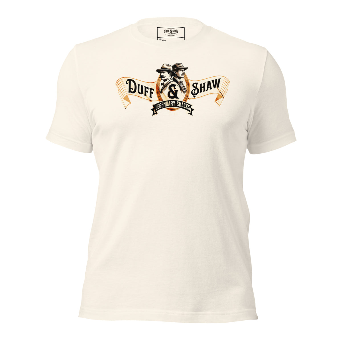 Duff & Shaw - Vintage Logo Shirt in vintage white unisex T-shirt, front view – Duff & Shaw
